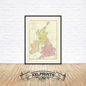 Old map of British Isles, Great Britian and Ireland, 1744, rare map, antique, fine reproduction, large map, oversize map print