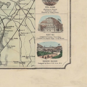 Antique Map of London, 1880, Pictorial Map, Fine Reproduction, Large ...