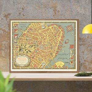 Antike Karte von Boston, 18.Jh., Kunstdruck, Fine Art Reproduktion