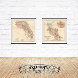 Conjunto de dos mapas del Kurdistán, 1900, rara reproducción, excelente calidad, descuento del 15 % incluido en el precio