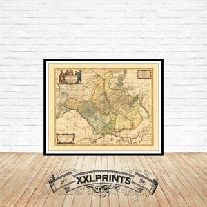 Alte Landkarte der Ukraine, 1690, sehr seltene Karte, antike Landkarte, feine Reproduktion, große Karte, Fine Art Druck, antikes Dekor, übergroßer Kartendruck