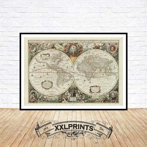 1641 World Map Print: Antique Decor Fine Art Reproduction