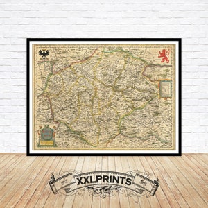 Bohemia Map Print: 1635 Ancient Fine Art Reproduction