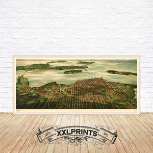 Antike Karte von Sandusky, Ohio, 1898, antikes Dekor, riesige Landkarte, Vogelperspektive, alte Karte, Fine Art Print