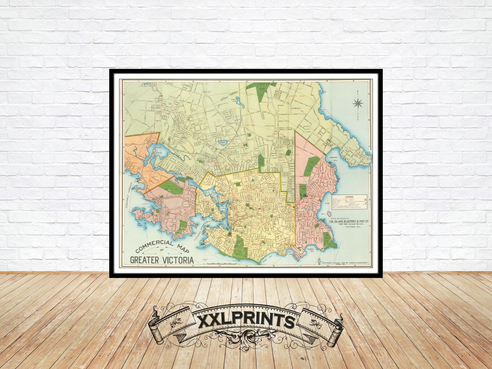 Old Map of Greater Victoria British Columbia 1921 City Etsy