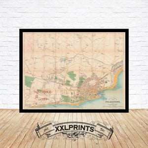 Folkestone Landkarte Druck, 1910 feine Reproduktion