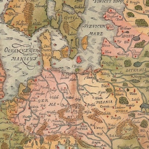 Ancient Map of Europe, 1590, Very Rare Map, Fine Reproduction, Large ...