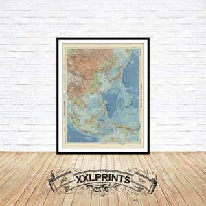 Old map of China and West Pacific, 1959, fine reproduction, large map, fine art print, oversize map print