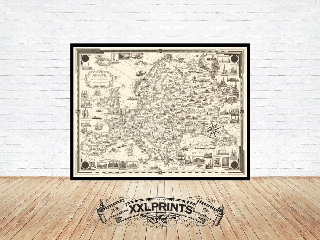 1938 Pictorial Map of Europe: Vintage Fine Art Print - Etsy