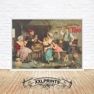 Altes Weinwerbeplakat, 1910, Vintage, Feine Reproduktion, Fine Art Druck, Oversize Druck
