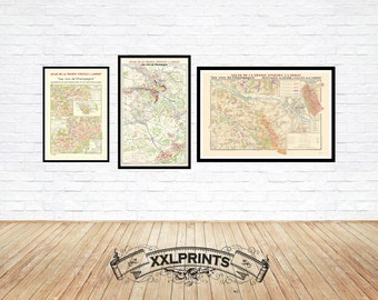 Conjunto de mapas da região vinícola de Champagne: França, 1944, tamanhos mistos