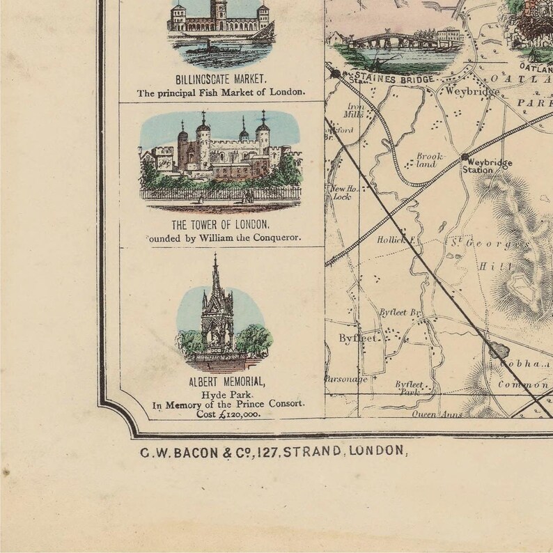 Antique Map of London 1880 Pictorial Map Fine Reproduction - Etsy