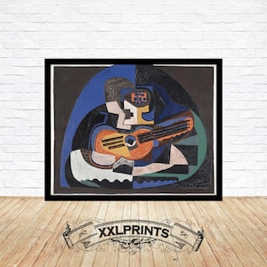 Picasso Guitar Still Life Print: Cubist Wall Art Reproduction