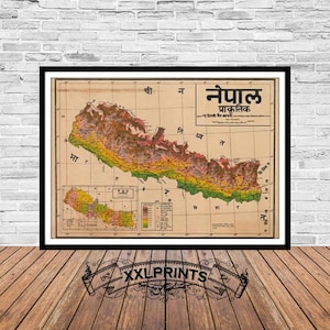 Alte Landkarte, Nepal, Landkarte des 19.Jahrhunderts, seltene, feine Reproduktion, große Karte, Fine Art Druck, antikes Dekor, Kunstdruck