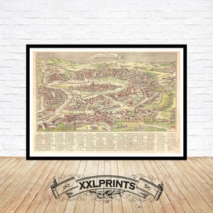Old perspective view of Vienna, Austria, 1830, antique, fine reproduction, large map, fine art print, oversize map print
