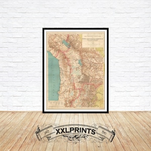1905 Boliwia, Chile, Peru Mapa: druk Giclée Fine Art