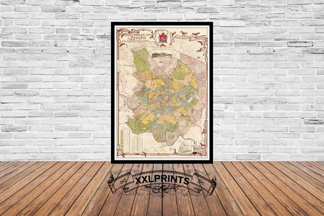 Old Map of Moscow, 1910, City Plan, Antique Map, Fine Reproduction ...