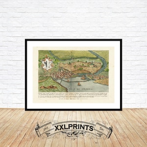 Ancient perspective view of Geneva, 1567, fine reproduction, large map, fine art print, oversize map print