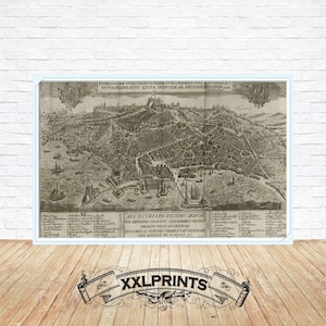 Antique map of Napoli, 1704, old italian map, very rare, fine reproduction, fine art print