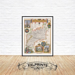Kaartafdruk Gloucestershire: 1840 antieke kunst County County