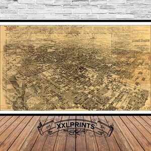 Carte ancienne de Pasadena, 1903, vue plongeante, carte ancienne, belle reproduction, grande carte, impression d'art, décoration antique, impression de carte surdimensionnée