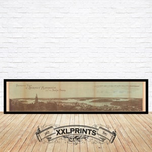 Alte Panorama-Blick auf den Hafen von Sydney, Australien, 1878, sehr seltene, feine Reproduktion, Fine Art Druck, Oversize-Druck