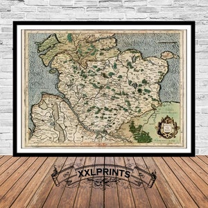 Antique Holsatia Germany Map Print, 1595: Fine Art Reproduction