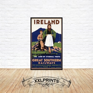 Antiguo cartel publicitario de Irlanda, reproducción fina, impresión de bellas artes