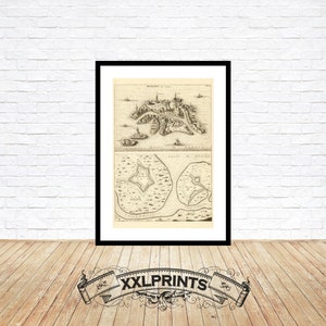 Antique perspective view of Murano, Venice, 1724, fine reproduction, large map, fine art print, oversize map print