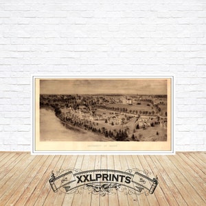 Old perspective view of the University of Maine, Orono Campus, 1910, fine reproduction, large map, fine art print, oversize map print