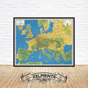 1940s Map of Europe: Fine Art Giclée Print