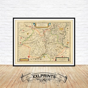 Old Map of Paderborn Germany 1640: Fine Art Giclée Print