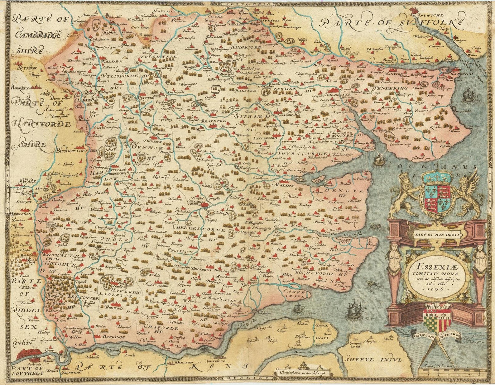 Ancient map of Essex 1576 very rare United Kingdom's Etsy