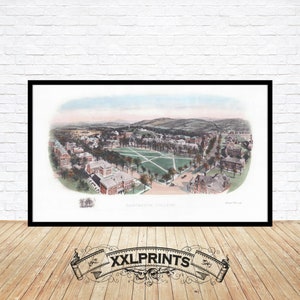 Alte Vogelperspektive auf das Dartmouth College in New Hampshire, 1913, feine Reproduktion, große Karte, Fine Art Druck, Übergröße Landkarte Print
