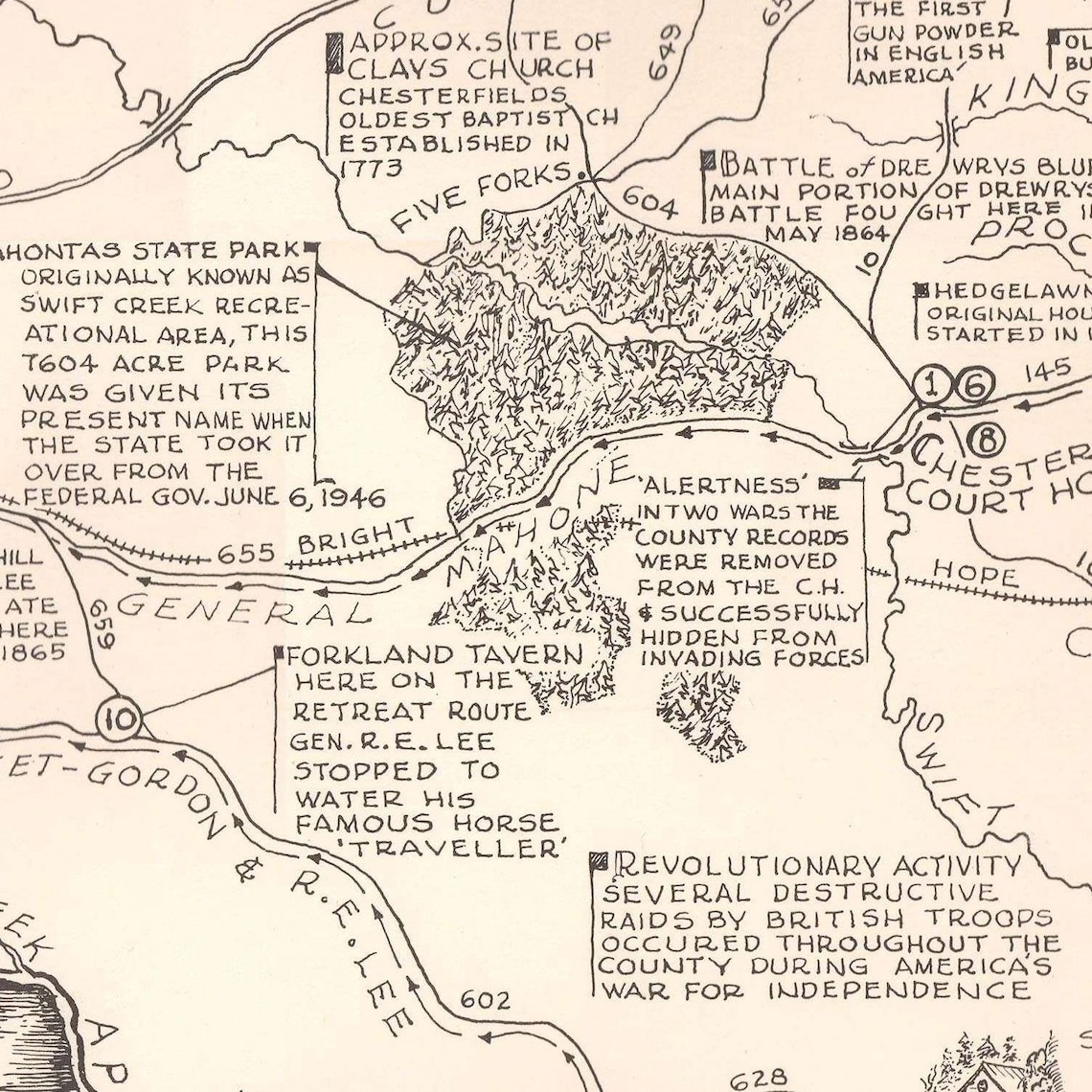 Old map of Chesterfield County Virginia 1957 fine Etsy