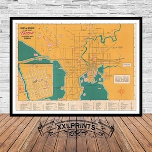 Antique Tampa Florida Map Print: 19th Century Fine Art Reproduction