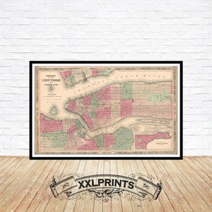 Antique New York City Map Print: 1865 Brooklyn Reproduction