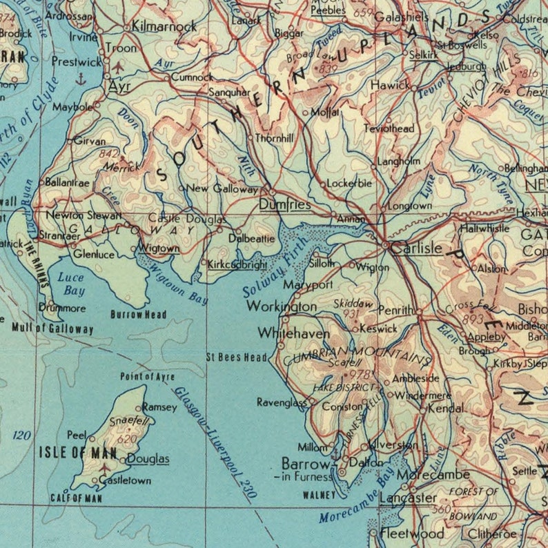 Oude kaart van GrootBrittannië en Ierland 19e eeuw fijne Etsy België