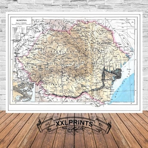 Old map of Romania, 19th Century, antique map, rare map, fine reproduction, large map, fine art print, antique decor, oversize map print