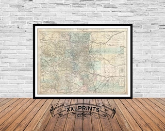 Antique Colorado Map Print: 1887 Fine Art Reproduction