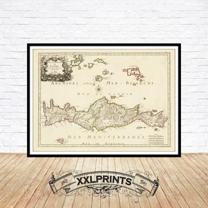Crete Map Print: 1670 Ancient Island Map, Fine Art Reproduction