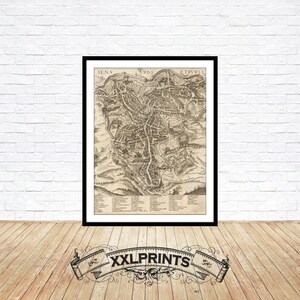 Seltene Vogelperspektive von Siena, Toskana, 1625, alte Karte, Feine Reproduktion, große Karte, Fine Art Druck, Übergröße Kartendruck