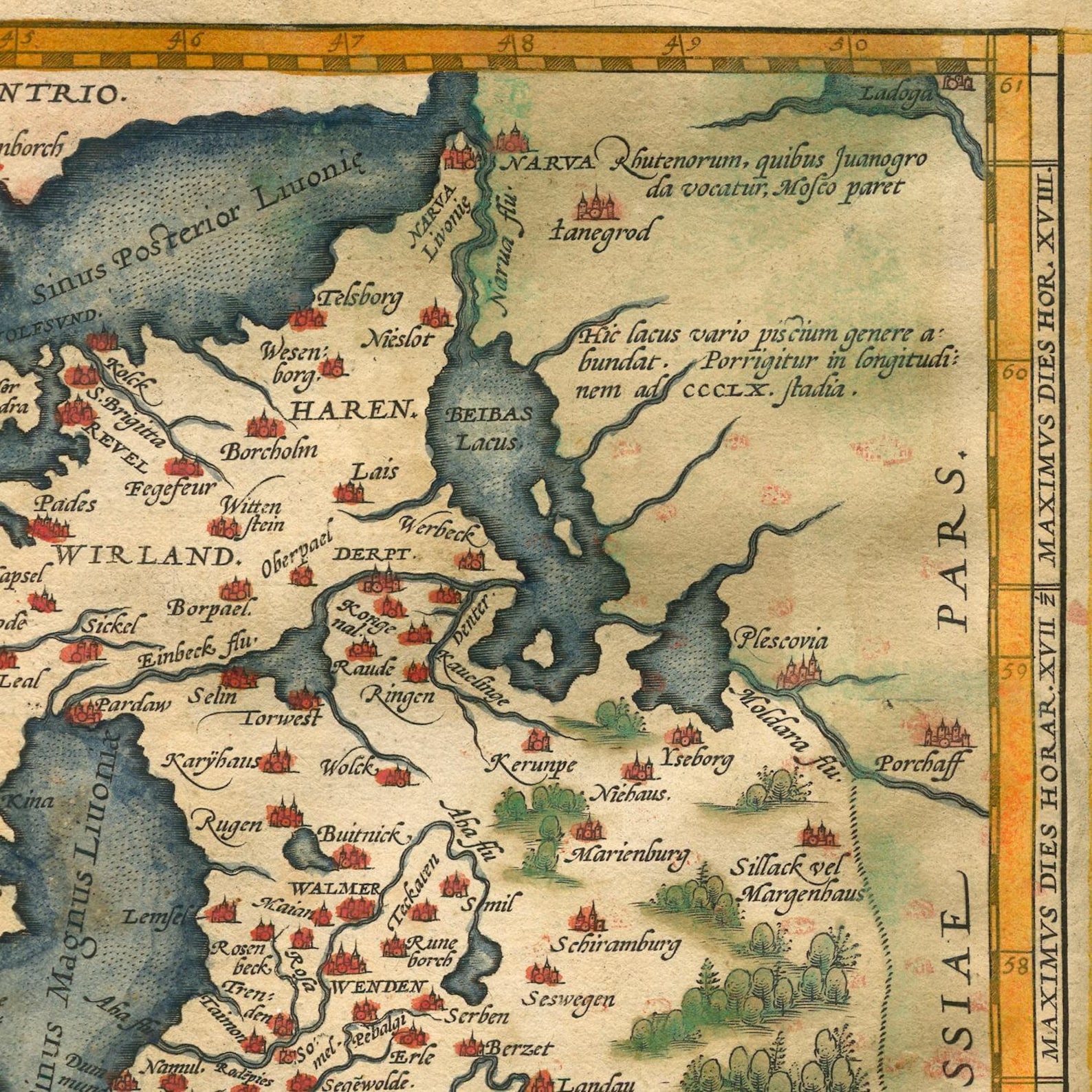 Ancient Map of Livonia 1584 Rare Map Beautiful Map Fine - Etsy