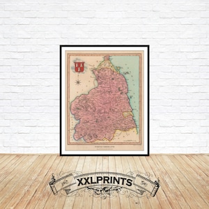 Alte Landkarte von Northumberland, 1819, seltene Karte, antike Landkarte, britische Grafschaften, feine Reproduktion, großer Kunstdruck