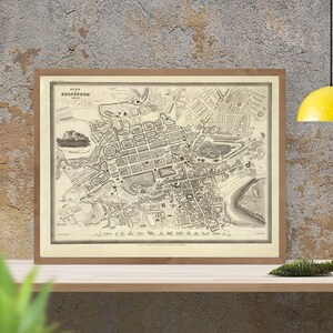 Carte ancienne d'Édimbourg, 1844, cartes de Meyer, belle reproduction, grande carte, impression d'art, impression de carte surdimensionnée