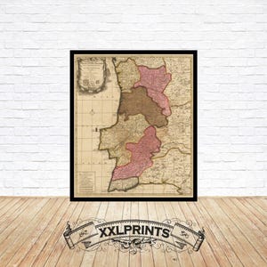 1700s Portugal Map: Fine Art Giclée Print