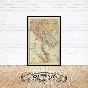 Antique Map of Siam, Burma, Anam (1901): Fine Art Giclée Print