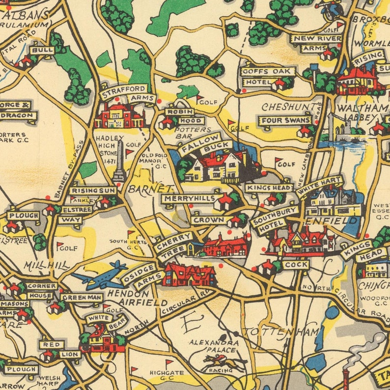 Old Pictorial Map of London 1950 Fine Reproduction Large - Etsy