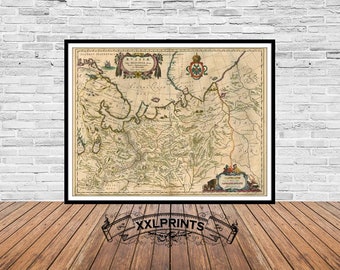 Ancient map of Russia, 1650, very rare mp, beautiful map, fine reproduction, large map, fine art print, antique decor, oversize map print