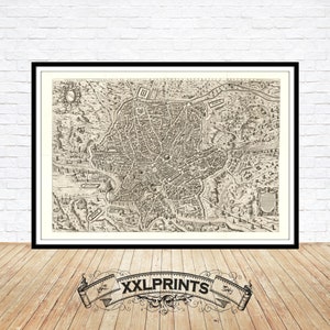 Ancient perspective view of Rome, 1574, extremely rare, fine reproduction, large map, fine art print, oversize map print